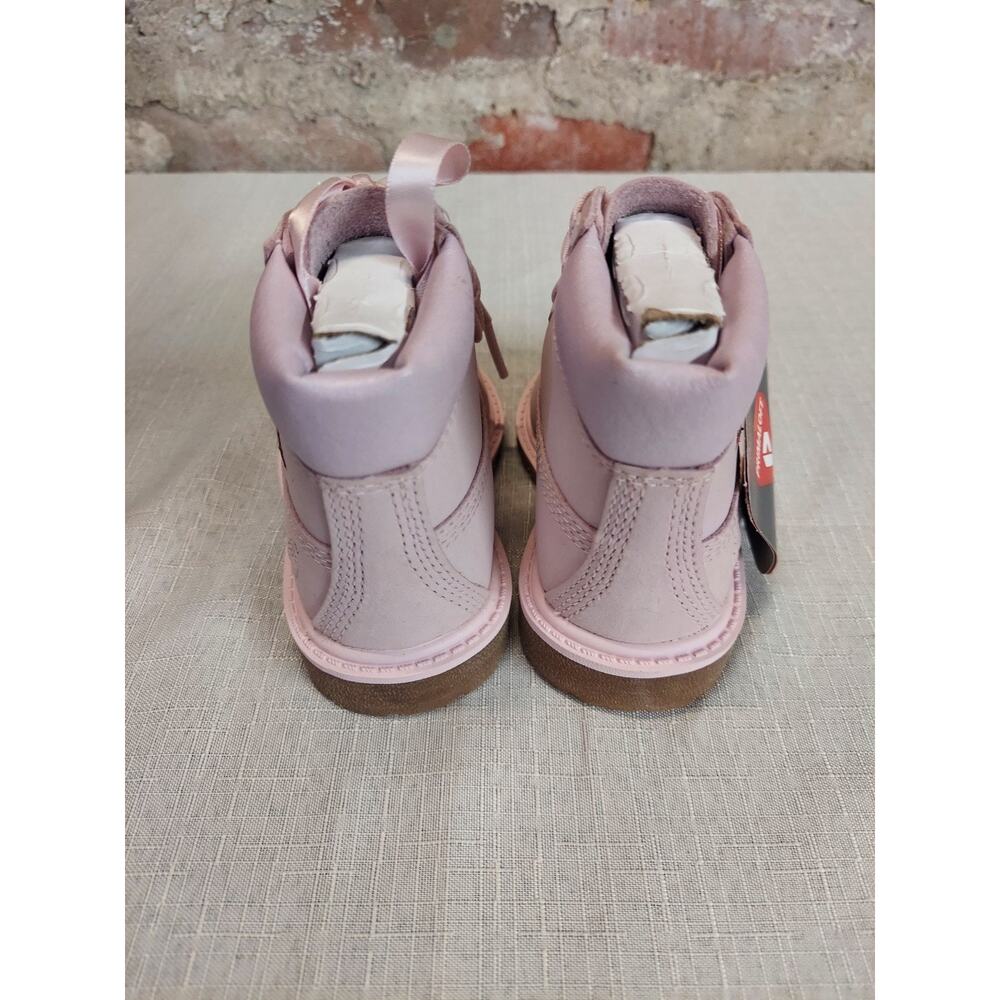 Timberland Toddlers Boots Size 5 Light Pink Waterproof Rainbow Heart Ribbon - Picture 2 of 7